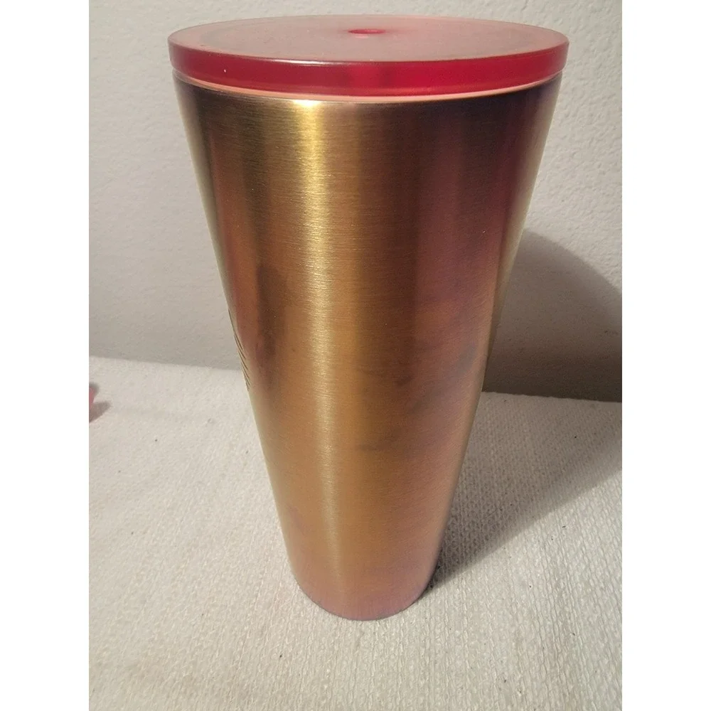Starbucks‎ Stainless Steel Pink Halo cup tumbler 24oz 2022 No Straw EUC